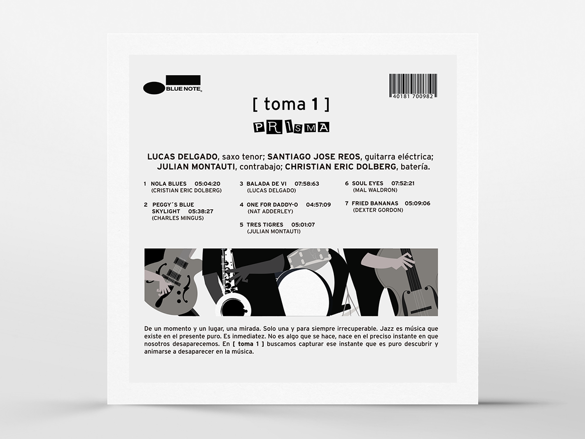 Diseño de portada e ilustración para el álbum Toma 1 de Prisma, banda argentina de jazz contemporáneo.