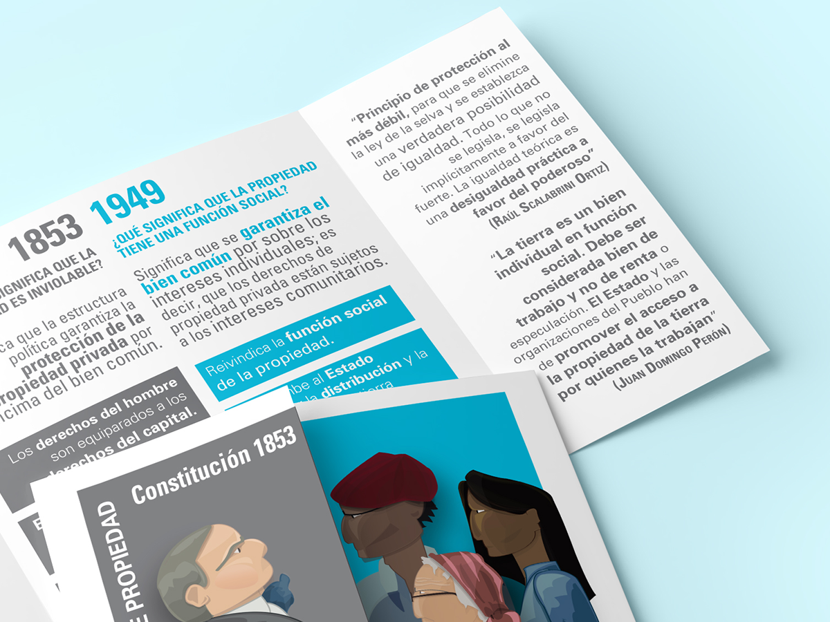 Material editorial ilustrado sobre la Reforma Constitucional de 1949 con comparaciones conceptuales entre distintos modelos de organización social y política.